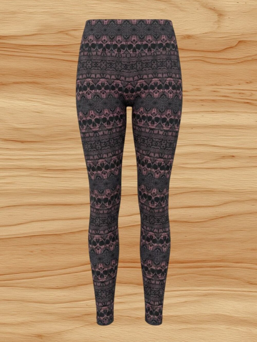 Athleta Tribal Skull Geometric Pattern 7/8 Yoga Leggings Pink Black S‎